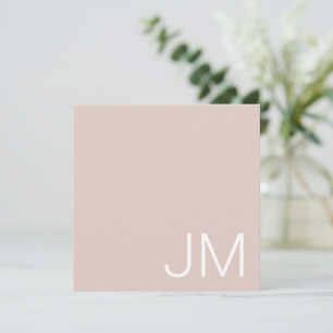 Cartão De Notas Monogramas Maiúsculas Rosa Blush Chic Personalizad