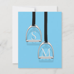 Cartão De Notas Monogramas Stirrup Irons Azul Equestre