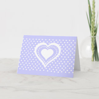Cartão De Notas Monogrammed Heart Lilac & white polka dots pattern