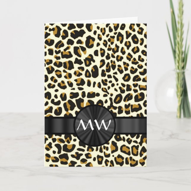 Cartão De Notas Monogrammed leopard print (Frente)
