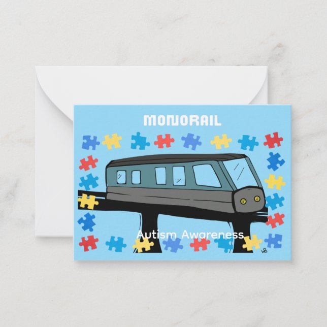 Cartão De Notas Monorail train car coaster autism puzzle  (Frente)