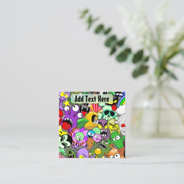 Cartão De Notas Monstros - Caracteres Bonitos Padrão de Halloween (Em pé/Frente)
