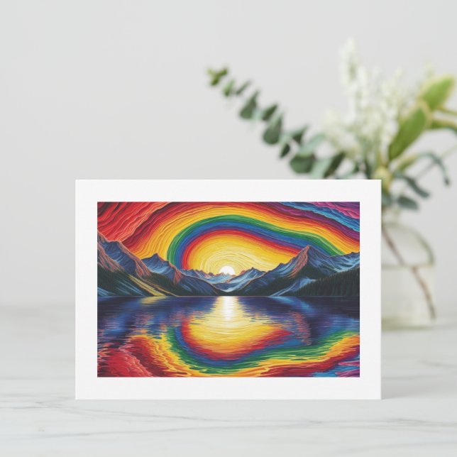 Cartão De Notas Montanha Sunset (Em pé/Frente)