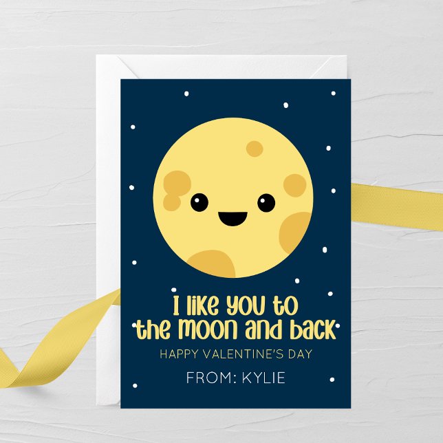 Cartão De Notas Moon and Back Valentine’s Day Card (Criador carregado)