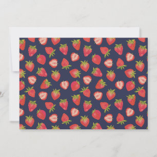 Cartão De Notas Morango Vermelho, fruta azul marinho Notecard