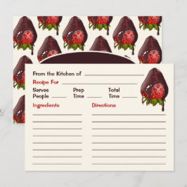Cartão De Notas Morangos Cobertos com Chocolate Doce Receita Fofa