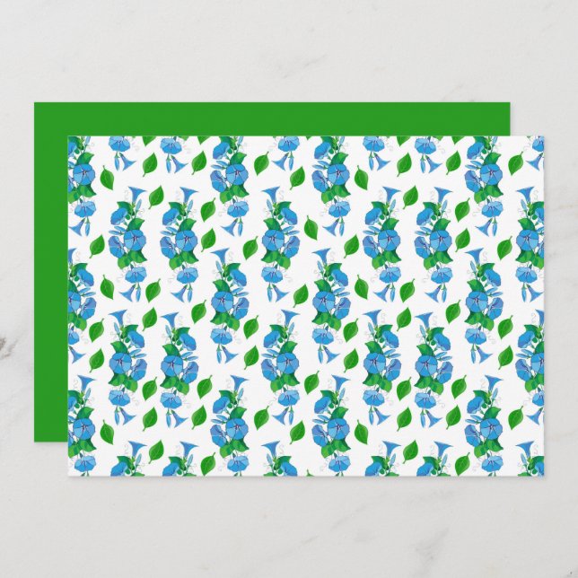 Cartão De Notas Morning Glories Floral Botanical Note Card (Frente/Verso)