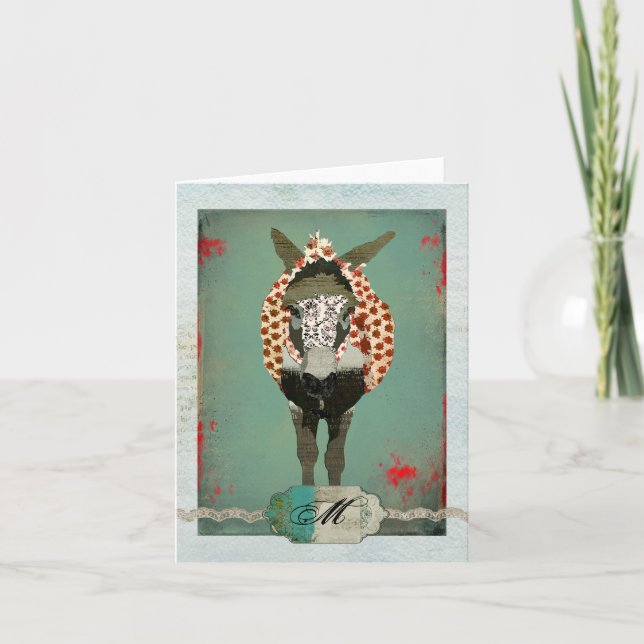 Cartão De Notas Moses Red Rose  Monogram Notecard (Frente)