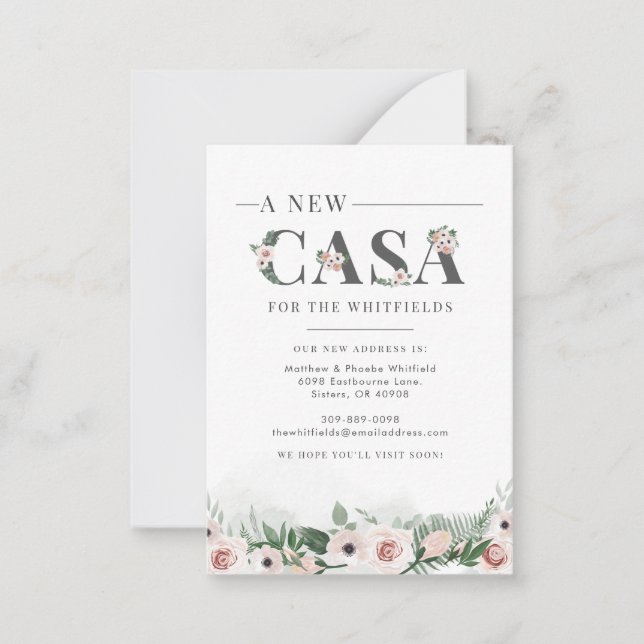 Cartão De Notas Movimentamos a Nova Casa da Rústica Floral (Frente)