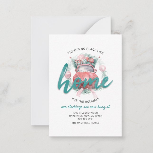 Cartão De Notas Mudamos para o Endereço de Feriados em Movimento (Frente)