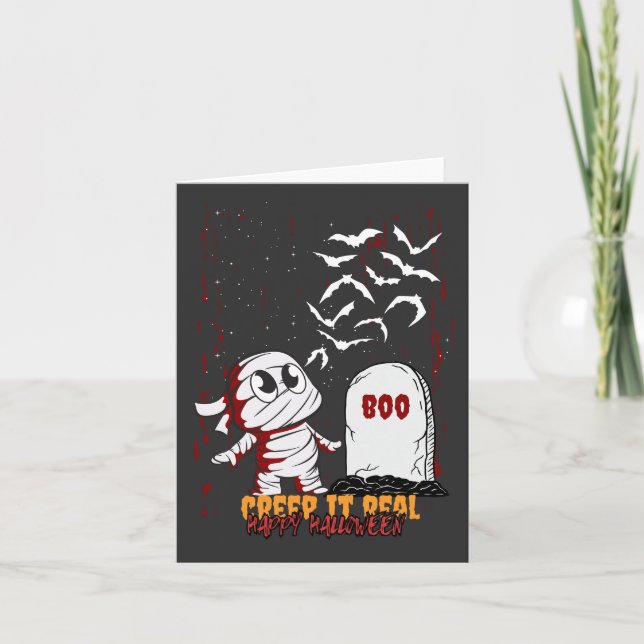 Cartão De Notas Mummy at Grave Boo Halloween (Frente)