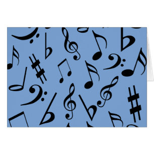 Cartão de Notas Musicais - Azul