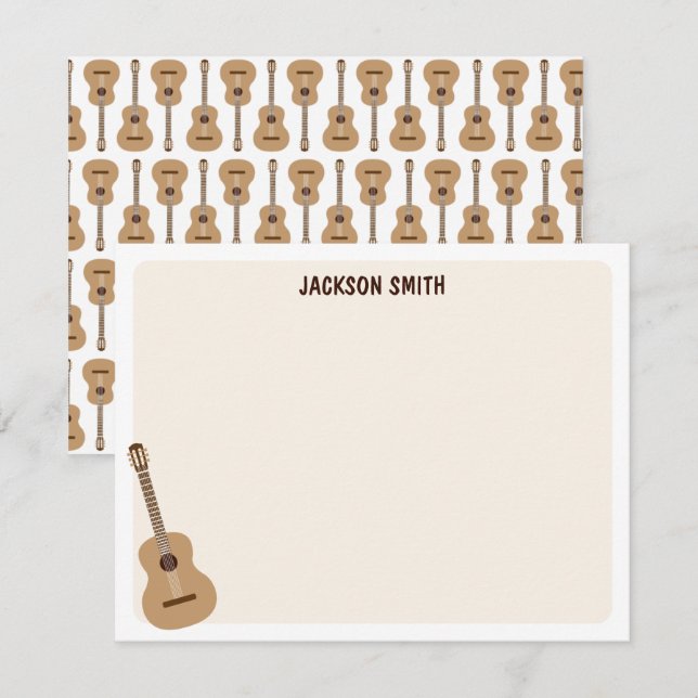 Cartão De Notas Musical de guitarra Clássica (Frente/Verso)