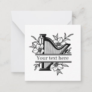 Cartão De Notas músicas bonitas amantes harp adicionar texto quadr