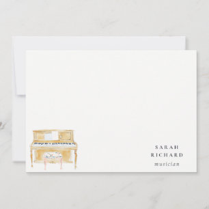 Cartão De Notas Músico de Piano com Música de Aquarela Elegante Pr