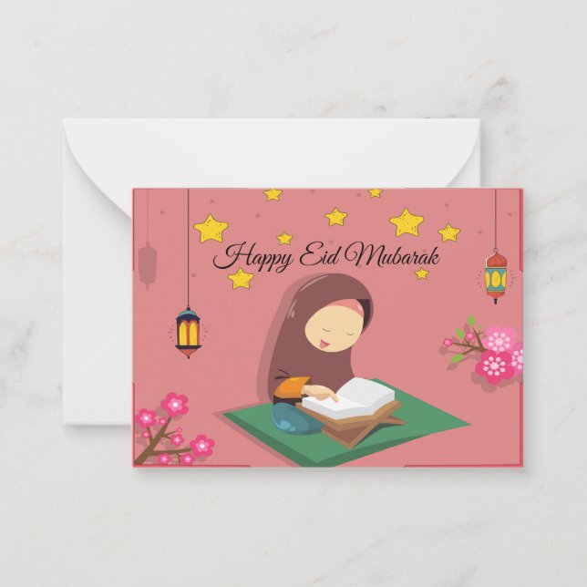 Cartão De Notas Muslim Girl Read Alquran (Frente)