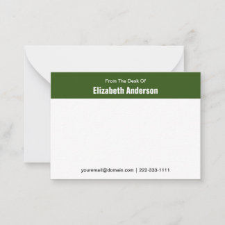 Cartão De Notas Na Mesa do e-mail do nome verde e branco