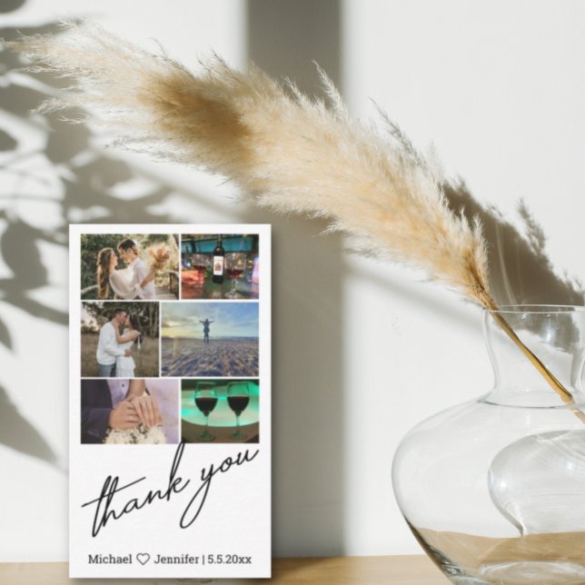 Cartão De Notas na moda 6 fotos colagem obrigado de casamento (Criador carregado)
