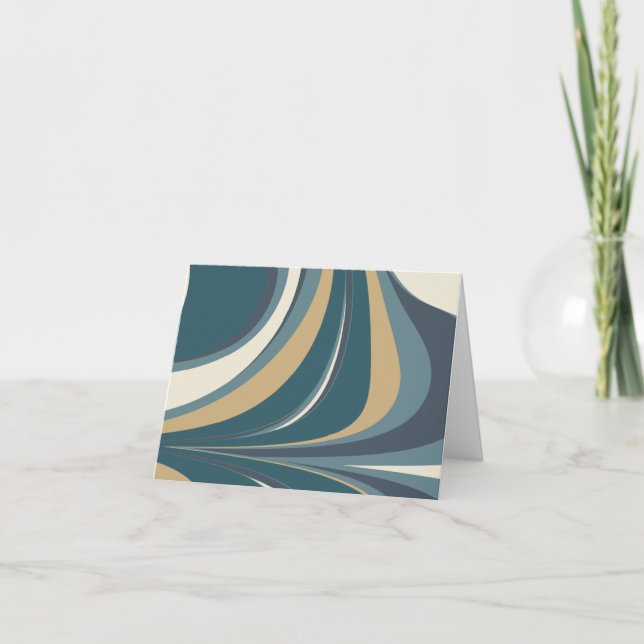 Cartão De Notas Na moda Abstrato Marble Swirl em Teal e Dourado (Frente)