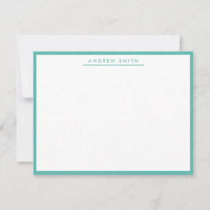 Cartão De Notas Na moda Elegante de Linha Simples Turquesa Teal