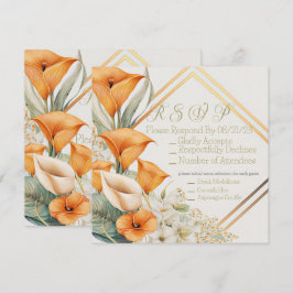 Cartão De Notas Na moda Modern Orange and Ivory Calla Lily RSVP