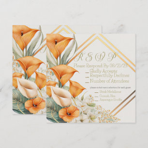 Cartão De Notas Na moda Modern Orange and Ivory Calla Lily RSVP
