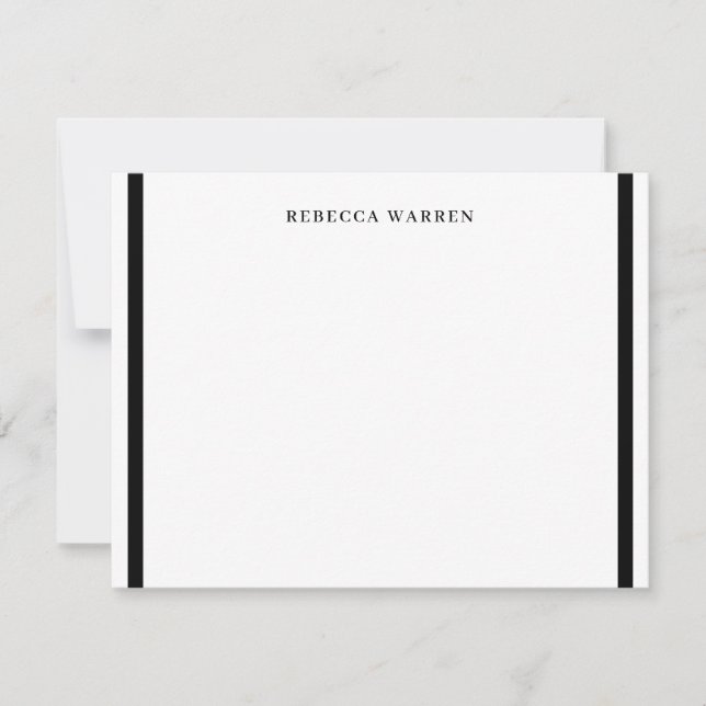 Cartão De Notas Na moda preto e branco Duas Bordas Simples (Frente)