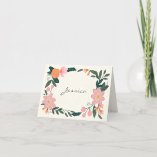 Cartão De Notas Na moda Rosa Jardim Floral Personalizado