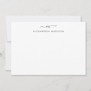 Cartão De Notas Na moda Script Monograma Modern Swash Stationery