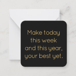 Cartão De Notas Name, Mini Black and Gold Happy New Year Card