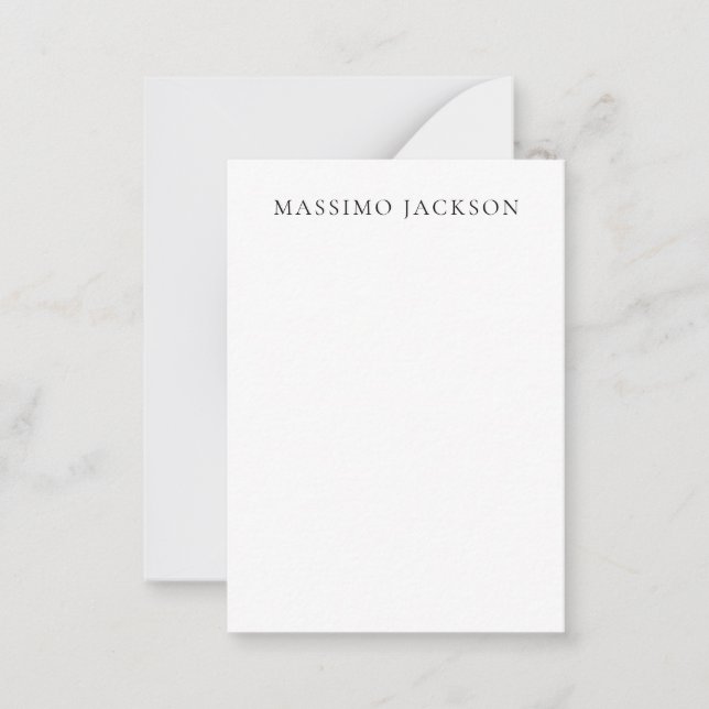 Cartão De Notas Name Minimalist Modern Plain Simple Black White (Frente)
