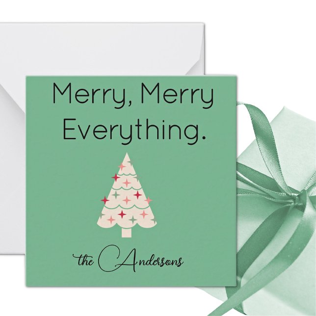 Cartão De Notas Name || Modern Merry Mini Christmas Flat Note Card (Criador carregado)