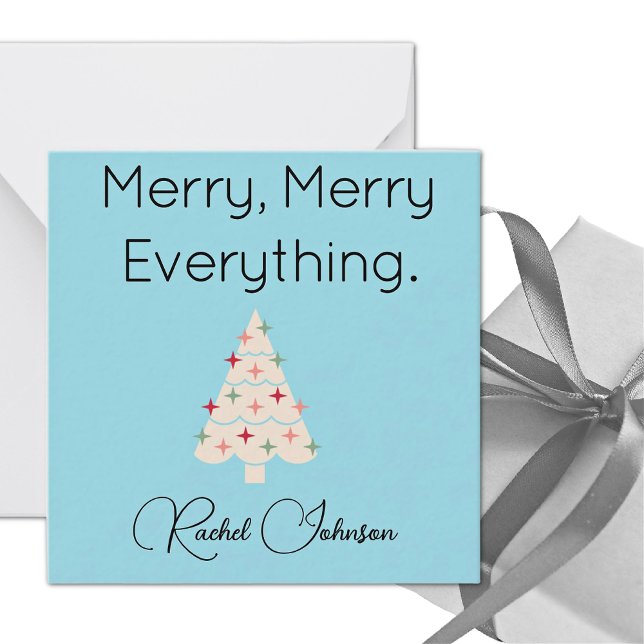 Cartão De Notas Name || Modern Merry Mini Holiday Flat Note Card (Criador carregado)
