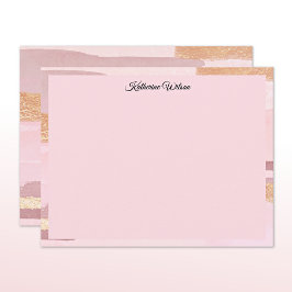 Cartão De Notas Name || Watercolor Blush Pink Mauve Frame