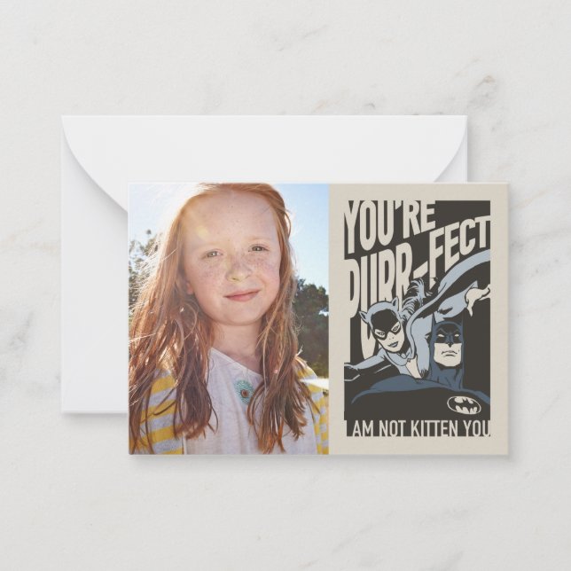 Cartão De Notas Namorados Batman | Mulher-Gato - Você é Purr-Efeit (Frente)