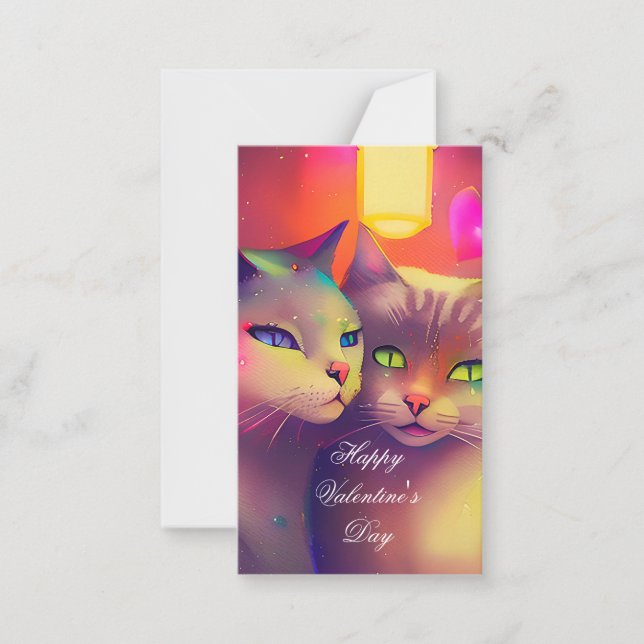 Cartão De Notas namorados casal gatinho (Frente)
