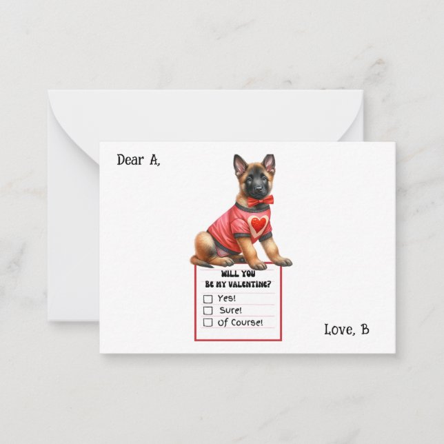 Cartão De Notas Namorados de puppy de German shepherd personalizáv (Frente)