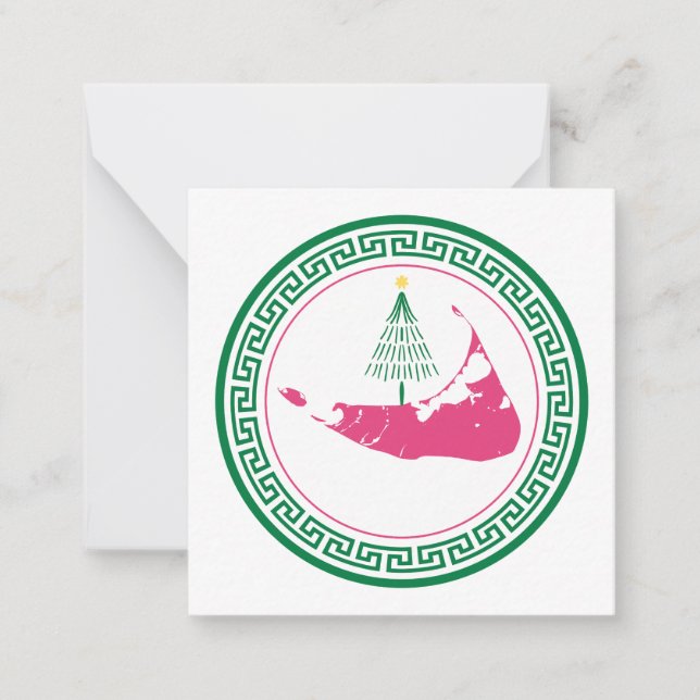 Cartão De Notas Nantucket Christmas w Tree (Frente)