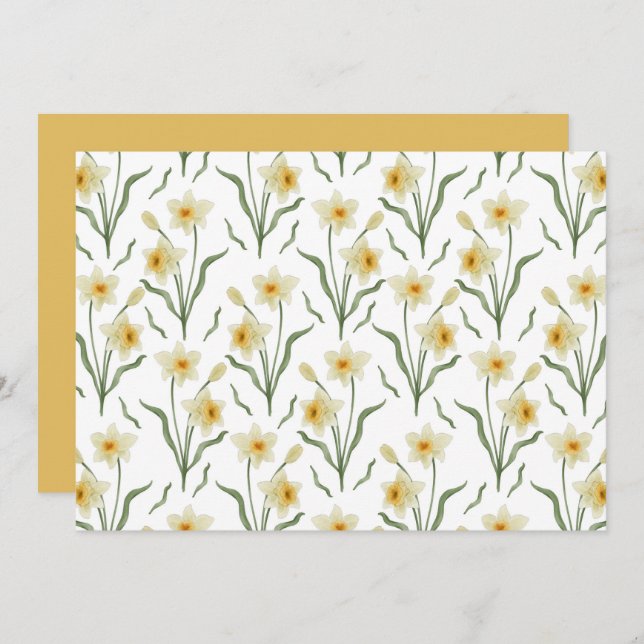 Cartão De Notas Narcissus Floral Botanical Note Card (Frente/Verso)