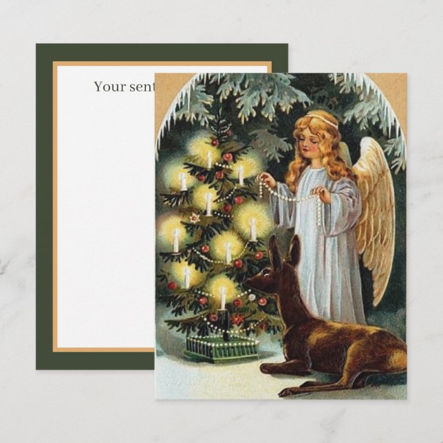 Cartão De Notas natais vintages Angel adicione sentimento (Frente/Verso)