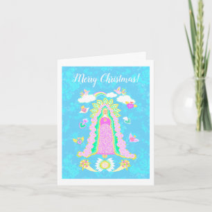 Cartão De Notas Natal Azul Nossa Senhora de Guadalupe