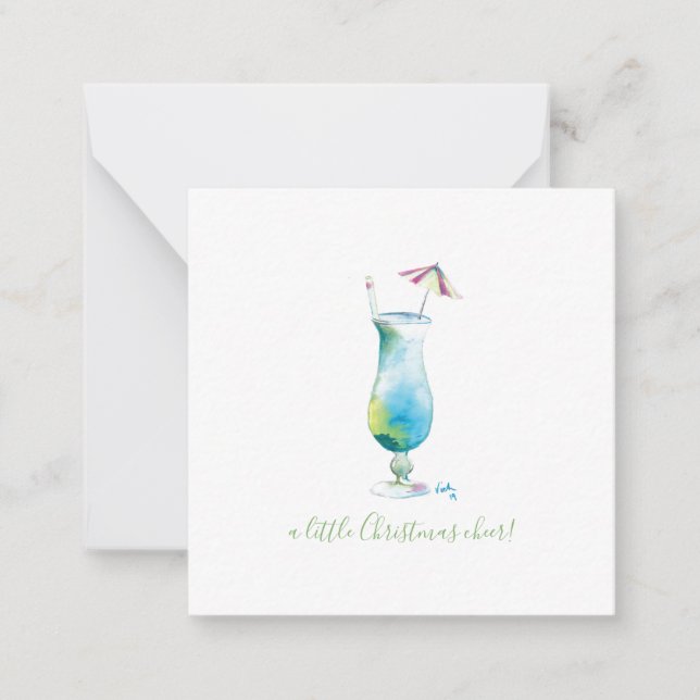 Cartão De Notas Natal Cheer Mini Holiday Blue Hawaii Cocktail (Frente)