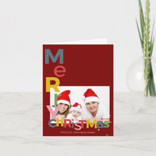 Cartão De Notas Natal Colorido Alegre Foto Vermelha