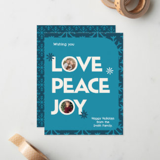 Cartão De Notas Natal da Imagem Personalizada da Família Teal Azul