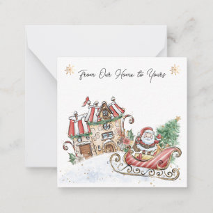 Cartão De Notas Natal de Papai Noel de Nossa Casa para a Sua