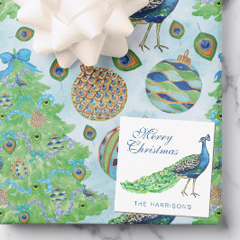Cartão De Notas Natal de Pavão em Aquarela
