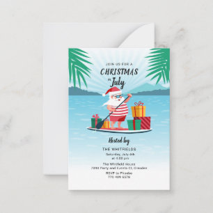 Cartão De Notas Natal em Julho Festa de BBQ na Praia de Verão