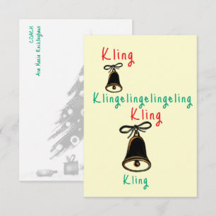 Cartão De Notas Natal Kling klingelingeling Melodia arte minimalis