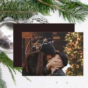 Cartão De Notas Natal Moderno e Tendência Foto de Casal Românti