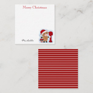 Cartão De Notas Natal Monograma de Natal Fofo Vaca Personalizado